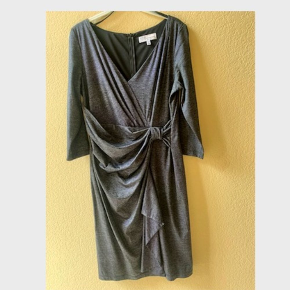 David Meister Gray Faux Wrap Dress Excellent Condition Size 10